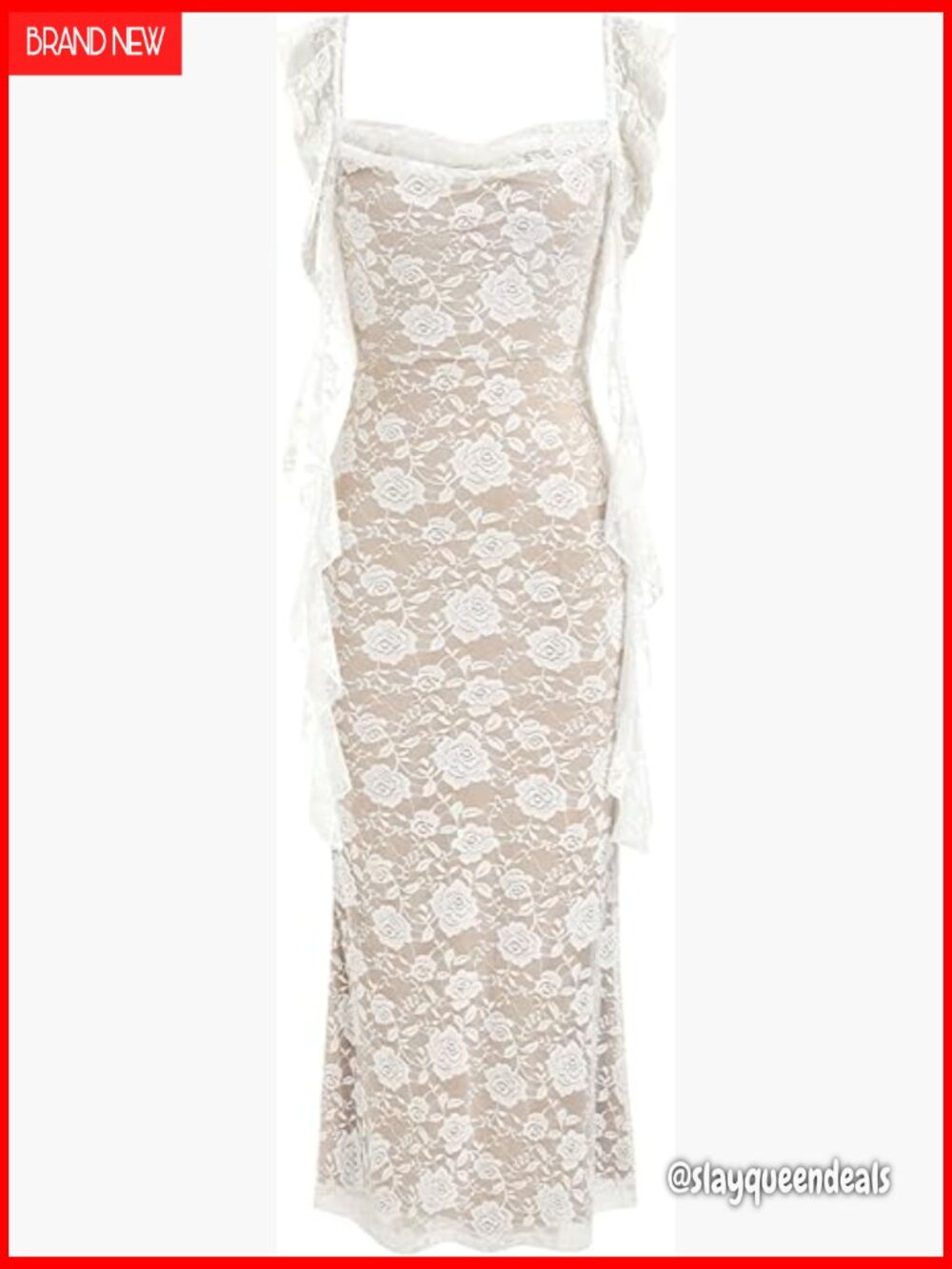 Sleeveless Mesh Ruffle Maxi Dress for Wedding Guest